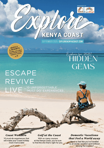 Explore Kenya Coast magazine with beach adventure imagery