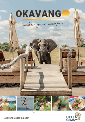 OKAVANGO magazine featuring elephant on walkway